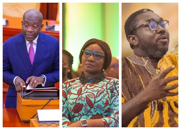 Photo collage of Kojo Oppong-Nkrumah, Joyce Bawah Mogtari and Oliver Baker-Vormawor