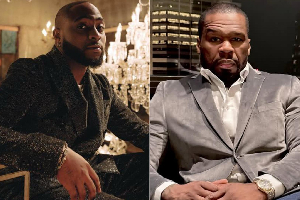 Davido(L) and 50 Cent(R) clash online