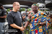 Dr Abdallah Farhat, owner of Jetour Ghana, with Nana Gyeabuor Krontihene of Adukrom