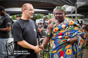 Dr Abdallah Farhat, owner of Jetour Ghana, with Nana Gyeabuor Krontihene of Adukrom