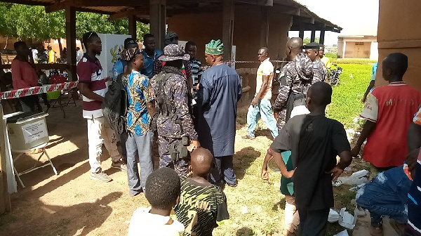A photo of a scene at Walewale L/A Junior High School election center