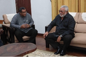 Goosie Tanoh (left) and the late Jerry John Rawlings (right)