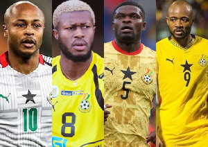 L-R: Dede Ayew, Kwasi Sibo, Thomas Partey and Jordan Ayew Ghanaian footballers L-R: Dede Ayew, Kwasi Sibo, Thomas Partey and Jordan Ayew Ghanaian footballers