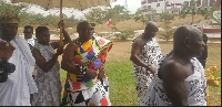 Omanhen of Edina Traditional Area, Nana Kodwo Condua VI arrives at durbar grounds