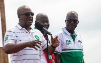 Former President John Dramani Mahama [left] addressing NDC supporters