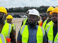 Dr Frank Amoakohene (in white protective hat) is the Ashanti Regional Minister