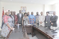 Ms Cecilia Abena Dapaah (5th left), the Minister of Sanitation and Water Resources and her deputies