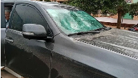 One of the vandalised vehicles