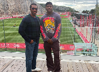 A photo of Black Stars defender Mohammed Salisu and Dr. Prince Pambo