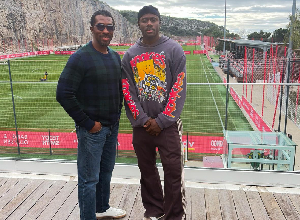 A photo of Black Stars defender Mohammed Salisu and Dr. Prince Pambo