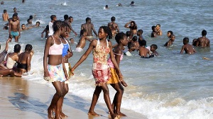Revelers enjoying themselves at the beach recently