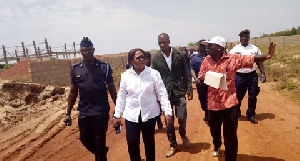 Gladys Tsotso Mandede and the assembly members on the tour of the area