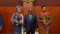 Gender ministers Lariba Zuweira Abudu, Francisca Oteng Mensah and Akufo-Addo
