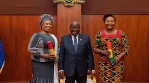 Gender ministers Lariba Zuweira Abudu, Francisca Oteng Mensah and Akufo-Addo