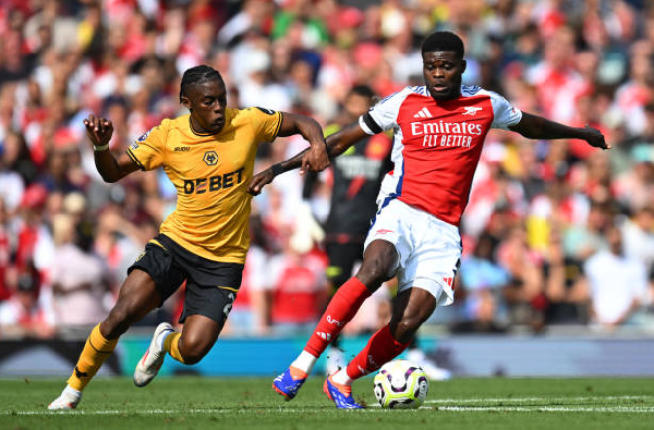 Thomas Partey in action against Wolves