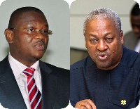 Sylvester Mensah [L] says he is unwavered by the decision of some NDC MPs to endorse Mahama [R]