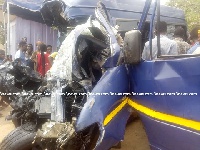 The collision between the sprinter bus and diesel truck occupied at Boankra on the Accra-Kumasi road