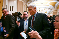 US Senator Bill Cassidy speaks to reporters at the Capitol