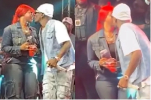 Moment when Shatta Wale kissed Maali