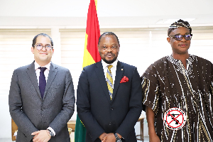 From left to right:  Leonardo Lara, Dr Justice Srem Sai and Dr Adam Bonaa