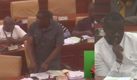 Frank Annoh-Dompreh (right), Kwame Governs Agbodza (left) at parliament on July 19, 2023