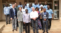 Director General of GMA flanked by the Danish Ambassador to Ghana and others