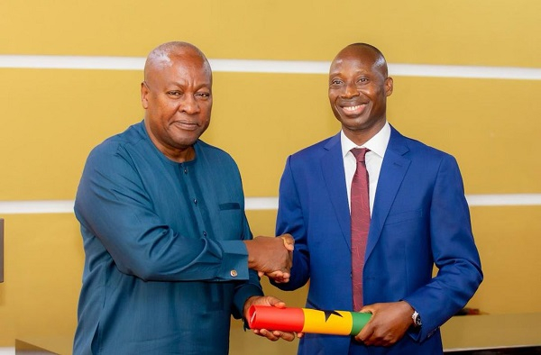 President Mahama and Dr Alhassan Iddrisu, Government Statistician