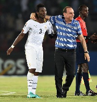 Ghana Coach Avram Grant with his skipper Asamoah Gyan