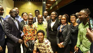 President Akufo-Addo with some students and staff of African Leadership University in Kigali, Rwanda