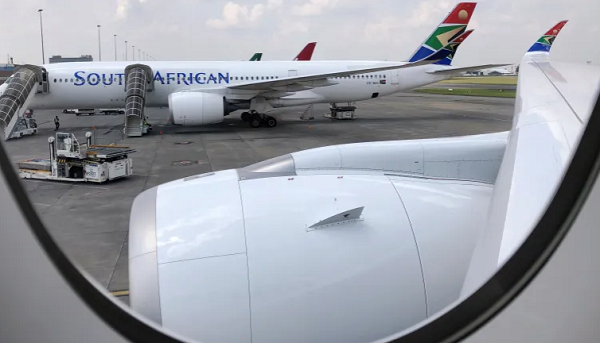A South African Airways aircraft captured at OR Tambo international airport in Johannesburg