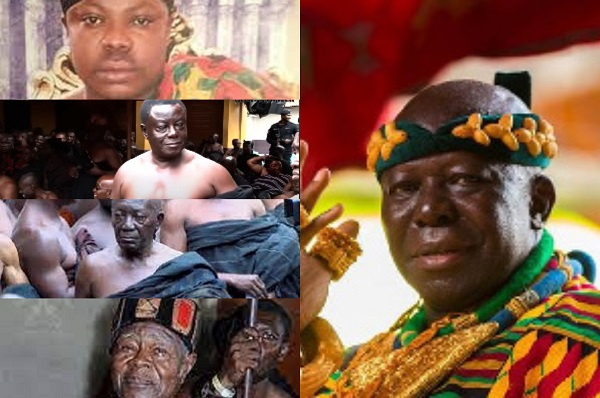 Asantehene, Otumfuo Osei Tutu II (right) and the chiefs he has removed