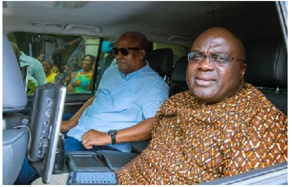 A photograph of President John Mahama (L) and Julius Debrah (R)