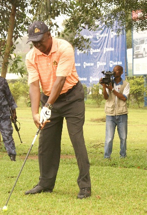 Otumfuo teeing off at a previous edition of the tournament