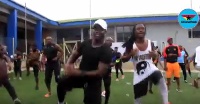 Stephen Appiah and Derek Boateng participating in the workout session