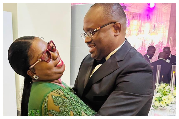 The late Dr Omane Boamah in a warm embrace with Obuobia Darko-Opoku