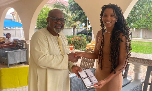 Dr Naa-Du Laryea with a member of the Ga Mantse, GaDangme Council