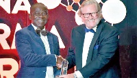 MD of ECPL, Ebenezer Bediako Amoafo-Hene receiving the award for Best Customer Service