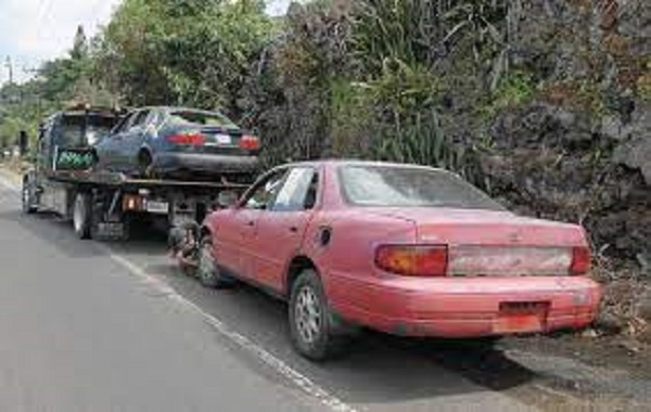 File photo: Abandoned vehicles on a road