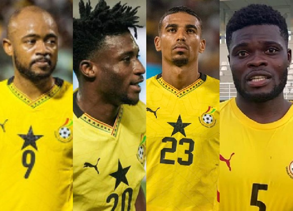 L-R: Jordan Ayew, Kudus, Djiku and Partey are absent from the Black Stars squad