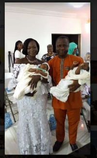Ibrahim Oppong Kwarteng pose with mother and the twins