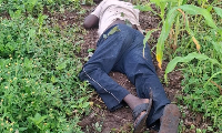 The suspected thief lying in a pool of blood