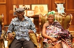 Nana Darkowaa Ampem Kyerewaa II (R) with former President Kufuor