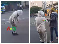 Snipped of the man sleeping in the middle of the street