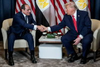 President Donald Trump (right), shakes hands with Egyptian President Abdel-Fattah el-Sissi