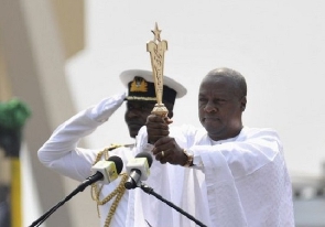 Mahama holding the sword of state