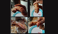 The served meat with the appearance of a male genital organ.