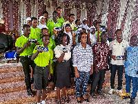 Laurette Korkor Asante with some teachers and students