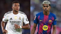 Real Madrid superstar Kylian Mbappe and Lamine Yamal of Barcelona