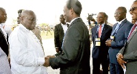 Apostle Opoku Nyinah welcoming President Nana Akufo-Addo at Gomoa Fetteh