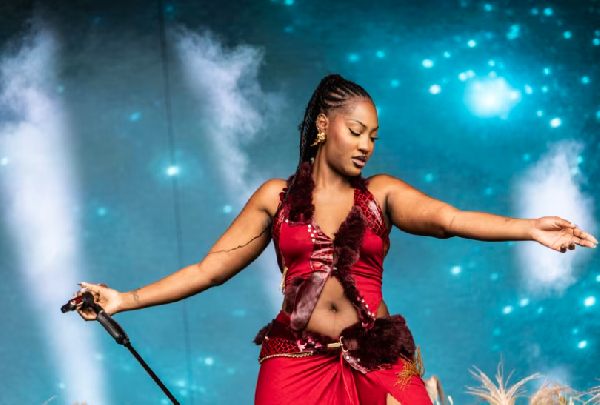 Nigerian singer-songwriter Tems performs on stage at the Roskilde music Festival